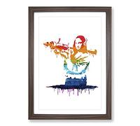 Banksy Mona Lisa Bazooka Framed Print | A2 Walnut Framed Wall Art | Ready to Hang | Modern Nature Picture | Living Room Bedroom Lounge Office