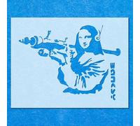 Banksy Mona Lisa Rocket Launch Stencil: Mylar Airbrush Wall Art Painting Crafts -A5 Stencil - Design Size (110mm 145mm)