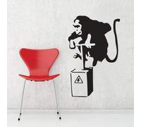 BANKSY MONKEY BOMB VINYL WALL ART DECAL STICKER IN BLACK - 90CM (H) X 60CM (W)
