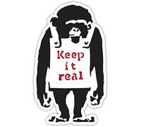Banksy Monkey Keep it Real Design | Wall Art Graffiti Vinyl Sticker | Urban Art Window, Car, Laptop Decal (Small 5cm x 3cm)