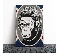 Banksy Monkey Queen Wall Graffiti Art Canvas Print | Gallery Wrapped 30mm Frame Wall Decor | 30x20 inches | Ready to Hang | Pop Art Animals Picture | Living Room Bedroom Lounge Office