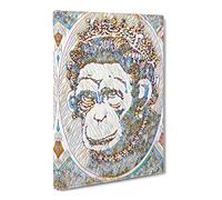 Banksy Monkey Queen Wall Graffiti Art Modern Bg Canvas Print | Gallery Wrapped 30mm Frame Wall Art | 24x16 inches | Ready to Hang | Eclectic Animals Picture | Living Room Bedroom Lounge Office