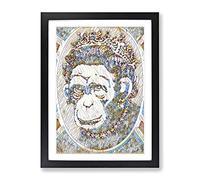 Banksy Monkey Queen Wall Graffiti Art Modern Bg Framed Print | A3 Black Framed Wall Art | Ready to Hang | Eclectic Animal Picture | Living Room Bedroom Lounge Office