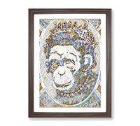 Banksy Monkey Queen Wall Graffiti Art Modern Bg Framed Wall Art Print, Ready to Hang Picture for Living Room Bedroom Home Office Décor, Walnut A4 (34 x 25 cm)