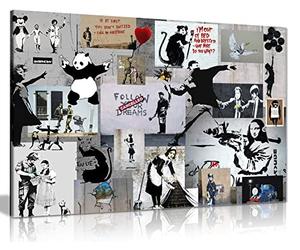 Banksy Montage Collage Printed Canvas Wall Art Print - A1 by Unknown