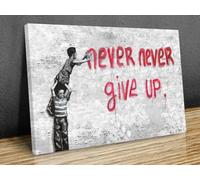 Banksy Never Give up Boys,Art Print,Graffiti, Quote, London wall hangings,famous painting reproductions canvas print home decor wall art print (20x14 in (50cm x 36cm))