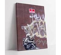 Banksy No Trespassing Multicolour Canvas Wall Art Print Picture - 32 inch wide x 47 inch high (Frame Depth 30mm)