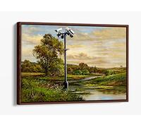 Banksy Old Oil Painting Cctv Canvas Floater Frame Print Picture Art - Walnut Frame 12 inch wide x 8 inch high