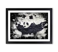 Banksy Panda Guns Graffiti Wall Art Modern CB Framed Print | A4 Black Framed Wall Art | Ready to Hang | Eclectic Animal Picture | Living Room Bedroom Lounge Office