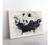Banksy Panda Guns Graffiti Wall Art Modern FC Canvas Wall Art Print Ready to Hang, Framed Picture for Living Room Bedroom Home Office Décor, 76x50 cm (30x20 Inch)
