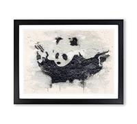 Banksy Panda Guns Graffiti Wall Art Modern FC Framed Print | A3 Black Framed Wall Art | Ready to Hang | Eclectic Animal Picture | Living Room Bedroom Lounge Office