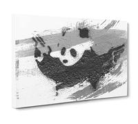 Banksy Panda Guns Graffiti Wall Art V1 Canvas Print | Gallery Wrapped 30mm Frame Wall Decor | 20x14 inches | Ready to Hang | Pop Art Animals Picture | Living Room Bedroom Lounge Office