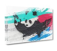 Banksy Panda Guns Graffiti Wall Art V2 Canvas Print | Gallery Wrapped 30mm Frame Wall Art | 24x16 inches | Ready to Hang | Eclectic Animals Picture | Living Room Bedroom Lounge Office