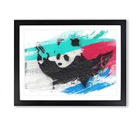 Banksy Panda Guns Graffiti Wall Art V2 Modern Framed Print | A2 Black Framed Wall Art | Ready to Hang | Eclectic Animal Picture | Living Room Bedroom Lounge Office