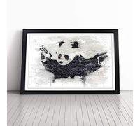 Banksy Panda Guns Graffiti Wall Art V3 | Framed Wall Art Print | Modern Home Decor Picture | Ready to Hang Artwork for Living Room, Bedroom, Kitchen or Office | Multiple Sizes