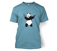 Banksy Panda With Guns - Men's Tshirt - Stone Blue X-Large (46/48")