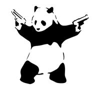 Banksy Panda with Guns | Wall art graffiti vinyl Sticker | Urban Art Window, Car, Laptop Decal (Small - 13x13cm)