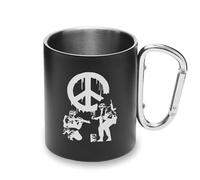 Banksy Peace Soldiers Street Art Street Art Graffiti Metal Cup Carabiner Handle, Camping Mug