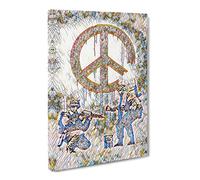 Banksy Peace Wall Graffiti Art Modern Bg Canvas Print | Gallery Wrapped 30mm Frame Wall Art | 24x16 inches | Ready to Hang | Eclectic Picture | Living Room Bedroom Lounge Office
