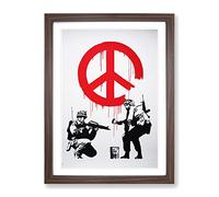 Banksy Peace Wall Graffiti Art Modern Framed Print | A2 Walnut Framed Wall Art | Ready to Hang | Eclectic Nature Picture | Living Room Bedroom Lounge Office