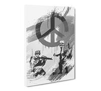 Banksy Peace Wall Graffiti Art V1 Canvas Print | Gallery Wrapped 30mm Frame Wall Decor | 24x16 inches | Ready to Hang | Pop Art Picture | Living Room Bedroom Lounge Office