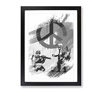 Banksy Peace Wall Graffiti Art V1 Modern Framed Print | A3 Black Framed Wall Art | Ready to Hang | Eclectic Nature Picture | Living Room Bedroom Lounge Office