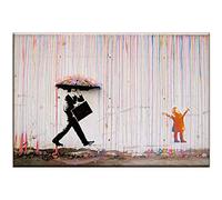 Banksy Picture Wall Art Street Graffiti Man Child Umbrella Print On Canvas Modern Abstract Canvas Poster Painting For Living Room Wall Decor Frameless 40×50cm