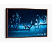 Banksy Pinyana Police Brutality Blue/Black Canvas Floater Frame Print Picture Art - Walnut Frame 30 inch wide x 20 inch high