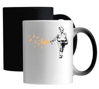 Banksy Police Officer Cop Pepper Spraying Butterflies Ceramic Magic Mug White
