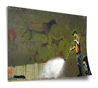 Banksy Poster: Cleaning Man Removes Ancient Modern Hip Cool Graffiti Disaster Wall Painting, Unframed Art Print, Mural - A4, A3, A2, A1, A0, XXL - Living Room, Bedroom, Kitchen, Decoration