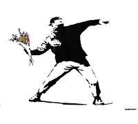 Banksy Poster Graffiti Throwing Flowers (59cm x 42cm) + a surprise poster!