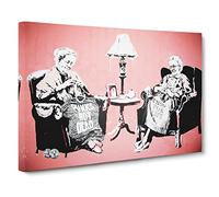 Banksy Postmortem Punks Not Dead Graffiti No.1 Canvas Print | Gallery Wrapped 30mm Frame Wall Art | 30x20 inches | Ready to Hang | Pop Art Picture | Living Room Bedroom Lounge Office