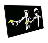 Banksy Pulp fiction Yellow Banana guns Ready to Hang Canvas Wall Art Print Picture For Home Office Decor 91x61cm (36x24In)