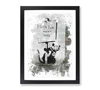 Banksy Rat Graffiti Wall Art No.1 V3 Modern Framed Wall Art Print, Ready to Hang Picture for Living Room Bedroom Home Office Décor, Black A4 (34 x 25 cm)