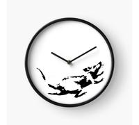 (Banksy Rat Running in a=24) Wall Clock 12 Inch Funny Mantel & Tabletop Art Decor for Home Bedroom Office