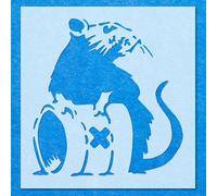 Banksy Rat Style Waste Drum Stencil: Mylar Airbrush Wall Art Painting Crafts -A5 Stencil - Design Size (115mm 110mm)