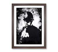 Banksy Rude Cmodern Opper Graffiti Wall Art Modern Cb Framed Print | A4 Walnut Framed Wall Art | Ready to Hang | Eclectic Nature Picture | Living Room Bedroom Lounge Office