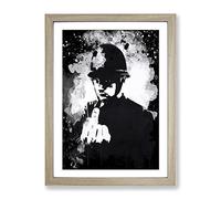 Banksy Rude Cmodern Opper Graffiti Wall Art Modern Cb Framed Wall Art Print, Ready to Hang Picture for Living Room Bedroom Home Office Décor, Oak A4 (34 x 25 cm)