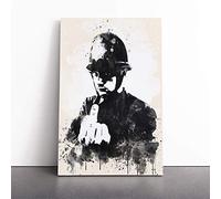 Banksy Rude Copper Graffiti Framed Wall Art - | Canvas Wall Art Print | Framed & Ready to Hang Picture | Modern Home Decor for Living Room, Bedroom, Kitchen or Office | 24x16 Inches