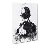 Banksy Rude Copper Graffiti Wall Art V3 Canvas Print | Gallery Wrapped 30mm Frame Wall Art | 30x20 inches | Ready to Hang | Eclectic Picture | Living Room Bedroom Lounge Office