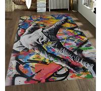 Banksy Rugs Living Room 180x240cm Non Slip Washable Rug for Bedroom Large Thin Low Pile Parkour Figure Street Art Print Floor Carpet Area Rug for Office Bathroom Dinning Room Playroom Teen's Room