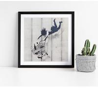 BANKSY Shop til you drop Stunning Framed Wall Art Picture Print Square - 35cm wide x 35cm high - Black Frame