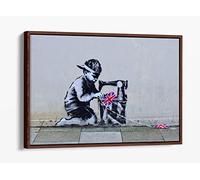 Banksy Slave Labour Canvas Floater Frame Print Picture Art - Walnut Frame 12 inch wide x 8 inch high