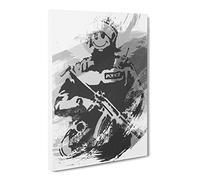 Banksy Smiley Copper Wall Graffiti Art V1 Canvas Print | Gallery Wrapped 30mm Frame Wall Decor | 24x16 inches | Ready to Hang | Pop Art Picture | Living Room Bedroom Lounge Office