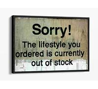 Banksy Sorry Lifestyle Green/Multi Canvas Floater Frame Print Picture Art - Black Frame 18 inch wide x 12 inch high