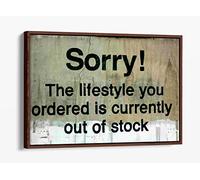Banksy Sorry Lifestyle Green/Multi Canvas Floater Frame Print Picture Art - Walnut Frame 12 inch wide x 8 inch high