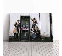 Banksy Spies CIA FBI Graffiti Wall Art Canvas Print | Gallery Wrapped 30mm Frame Wall Decor | 24x16 inches | Ready to Hang | Pop Art Picture | Living Room Bedroom Lounge Office