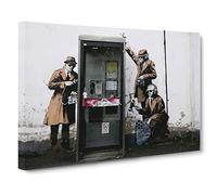 Banksy Spies CIA FBI Graffiti Wall Art Canvas Print | Gallery Wrapped 30mm Frame Wall Decor | 30x20 inches | Ready to Hang | Pop Art Picture | Living Room Bedroom Lounge Office