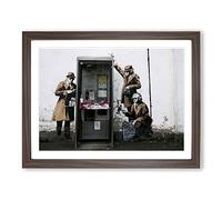 Banksy Spies CIA FBI Graffiti Wall Art Modern Framed Print | A4 Walnut Framed Wall Art | Ready to Hang | Eclectic Nature Picture | Living Room Bedroom Lounge Office