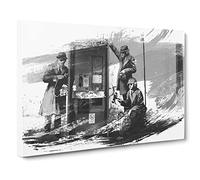 Banksy Spies CIA FBI Graffiti Wall Art V1 Modern Canvas Wall Art Print Ready to Hang, Framed Picture for Living Room Bedroom Home Office Décor, 24x16 Inch (60x40 cm)